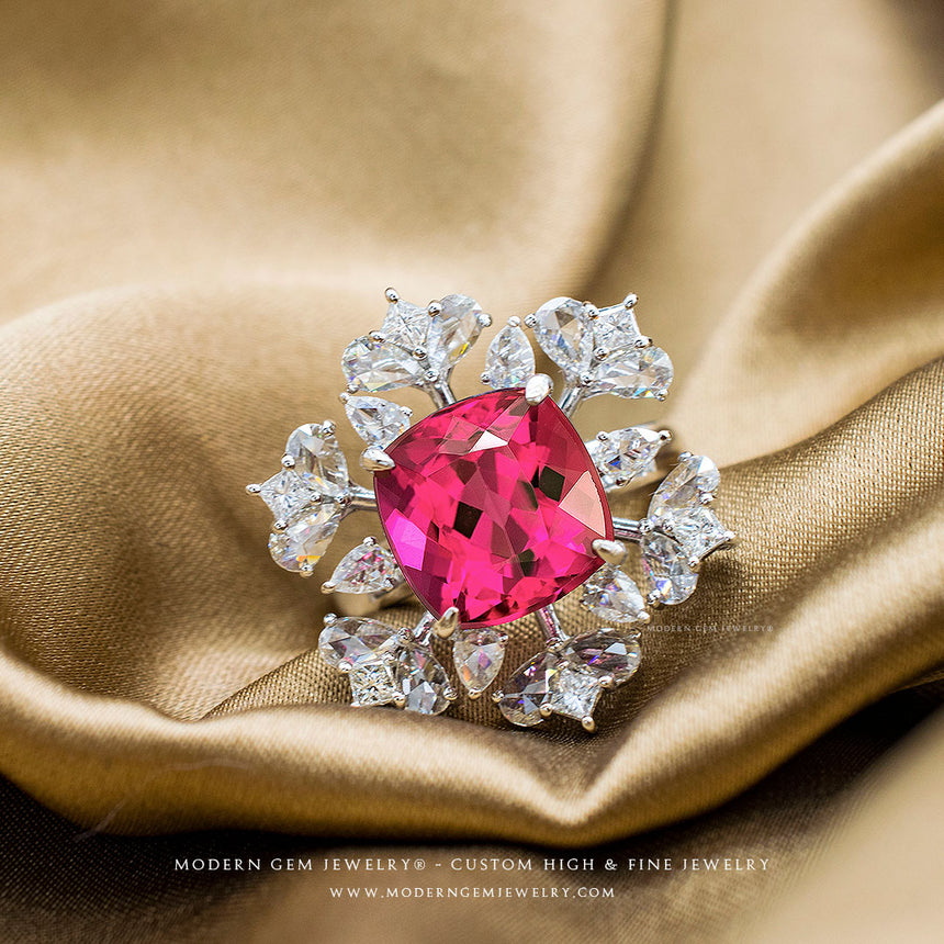 Tourmaline Ring High End In White Gold | Custom Rings | Modern Gem Jewelry | Saratti