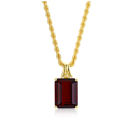 Front Shot Crimson Knight Garnet Necklace in Gold | Saratti
