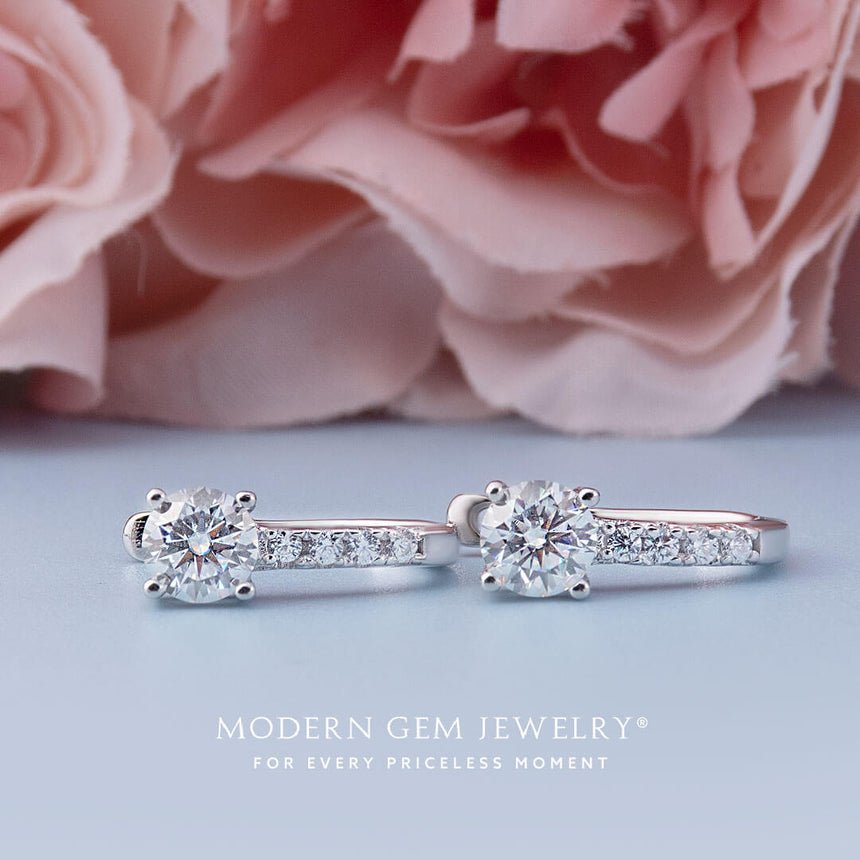 18K White Gold Natural Diamond Hoop Earrings