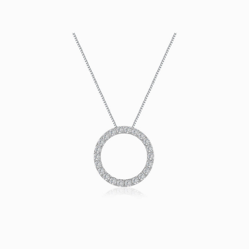 Diamond Circle Necklace in White Gold | Custom Diamond Necklace | Saratti