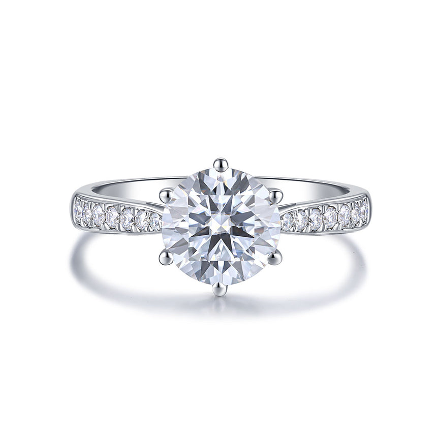 Diamond Solitaire Engagement ring with diamond pave in 18K White gold