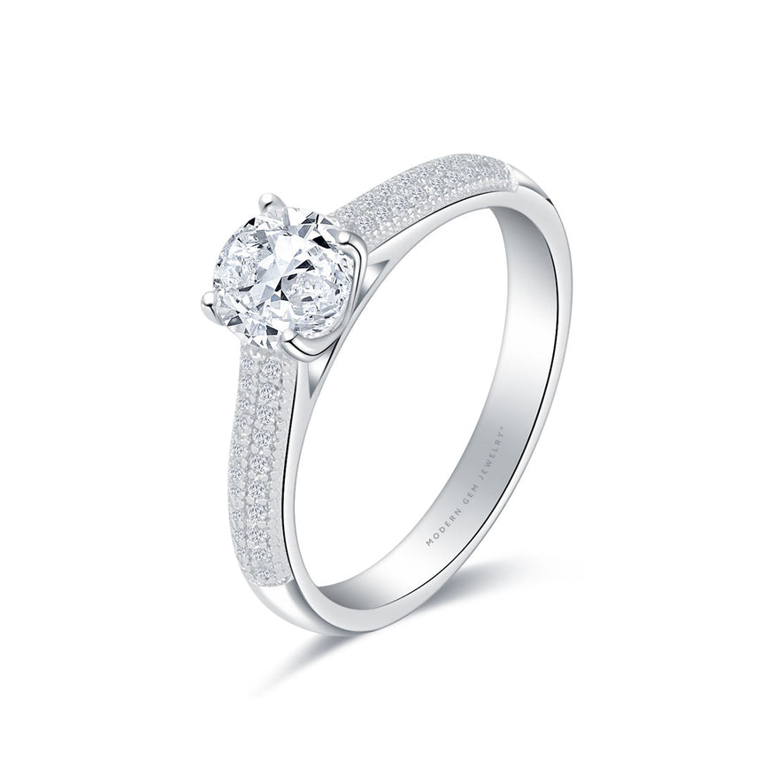 Oval Shaped Prong Set Diamond Engagement Ring
