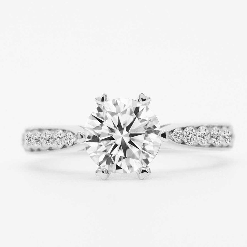 18K White Gold Moissanite Engagement Ring