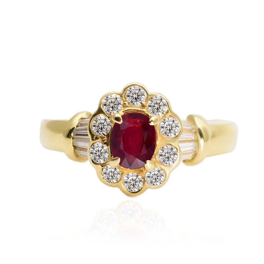 Gold Ruby Ring in 18K Yellow Gold | Modern Gem Jewelry | Saratti
