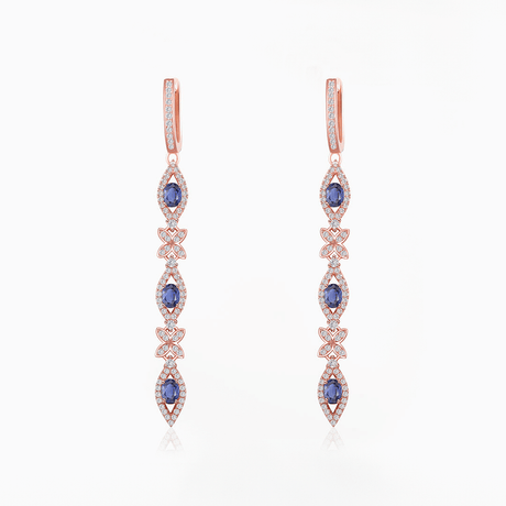 Sapphire Drop Earrings in Rose Gold | Modern Gem Jewelry