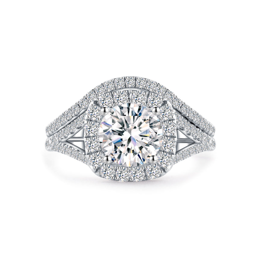 18K White Gold Bridal Set with Curved Band