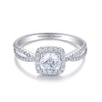 18K white gold split shank diamond engagement ring