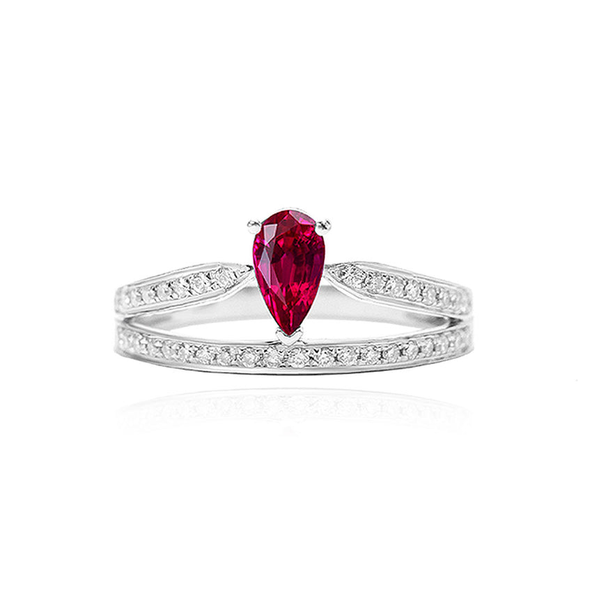 Ruby Gold Ring | Pear Cut Natural Ruby Gold Ring | Modern Gem Jewelry | Saratti