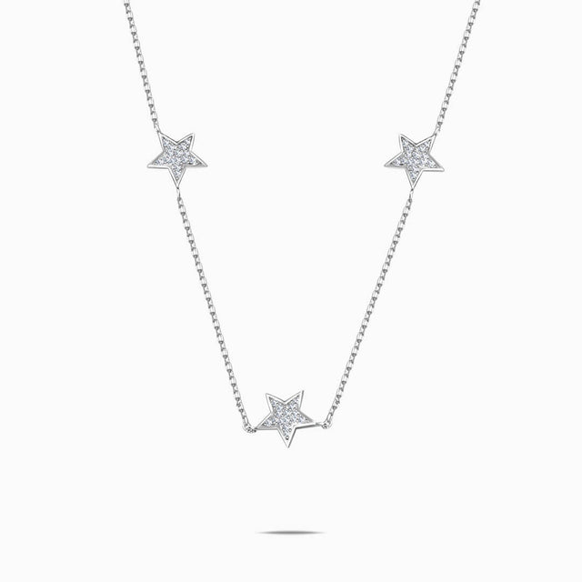 Diamonds Stars White Gold Necklace For Women | Saratti