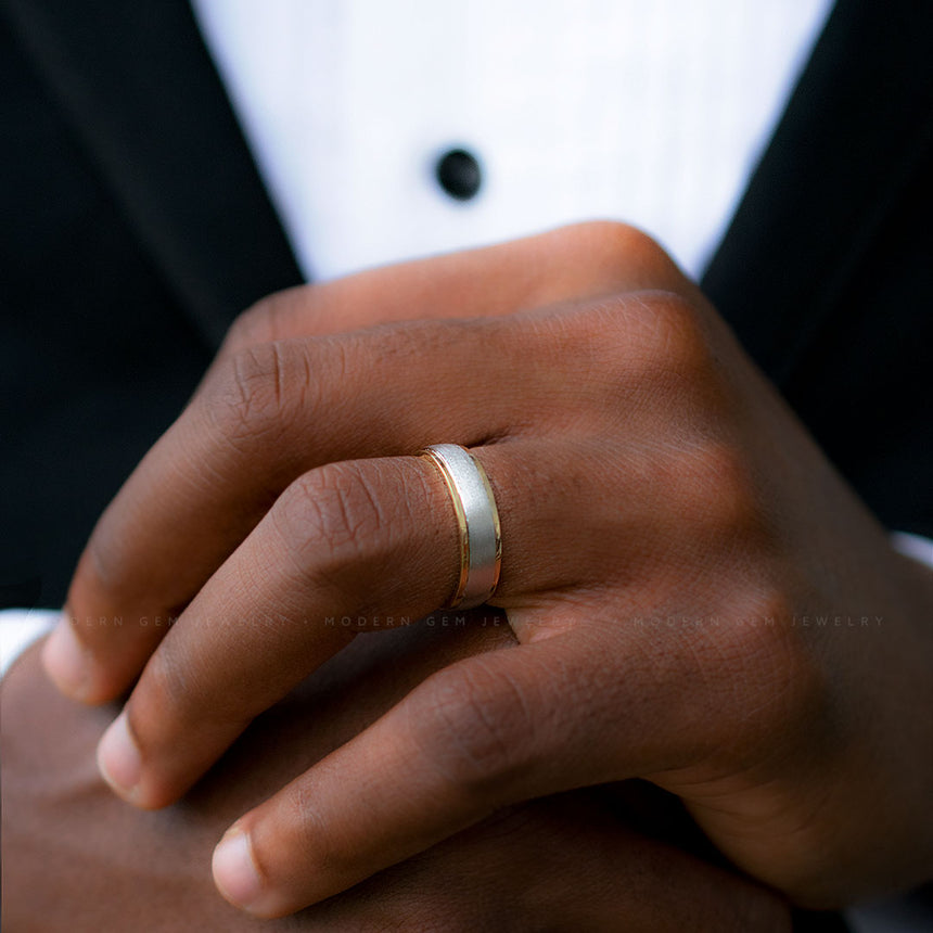 Sleek Men's Two Tone Gold Band | Saratti
