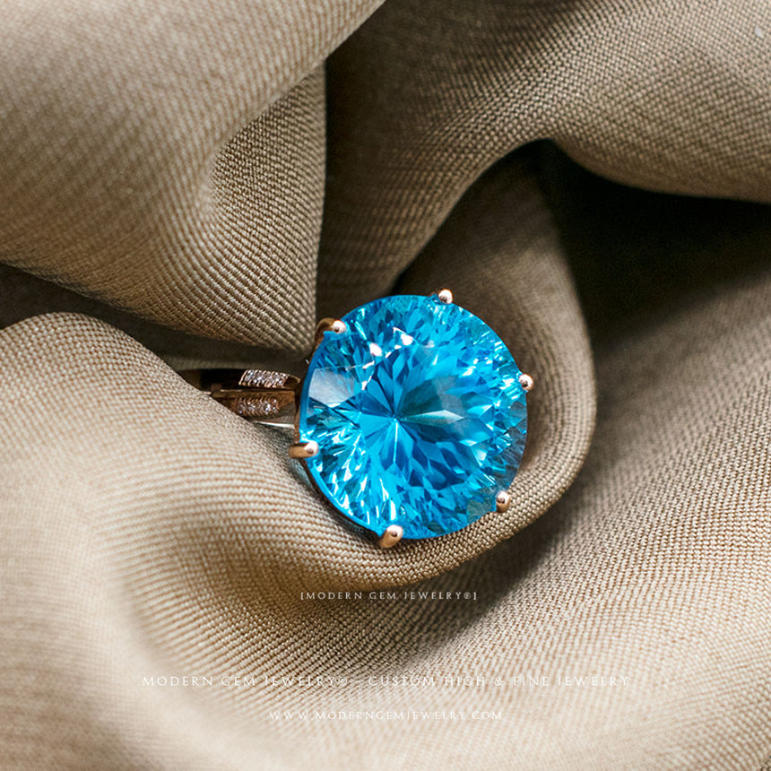 Prong Set Swiss Blue Topaz Solitaire Ring