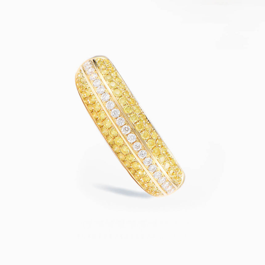 Art Deco Wedding Band with Yellow Diamonds in 18K Yellow Gold | Modern Gem Jewelry
