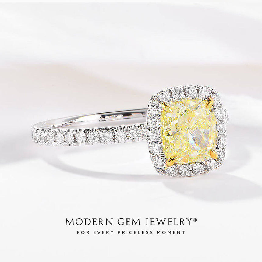 18K White Gold Natural Fancy Yellow Diamond Ring