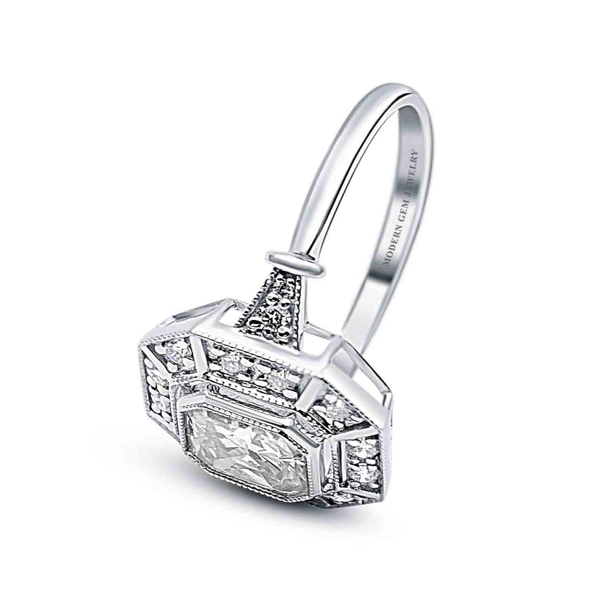 Diamond Pave on Vintage Diamond Engagement Ring