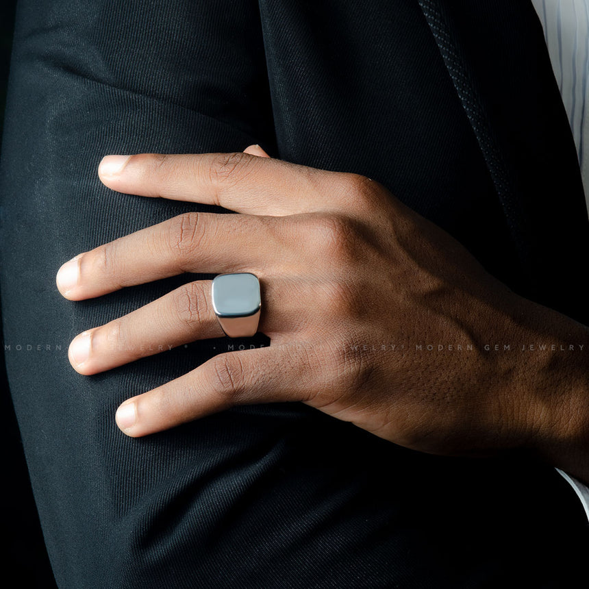 White Gold Mens Wedding Band | Custom Men Jewelry | Modern Gem Jewelry | Saratti