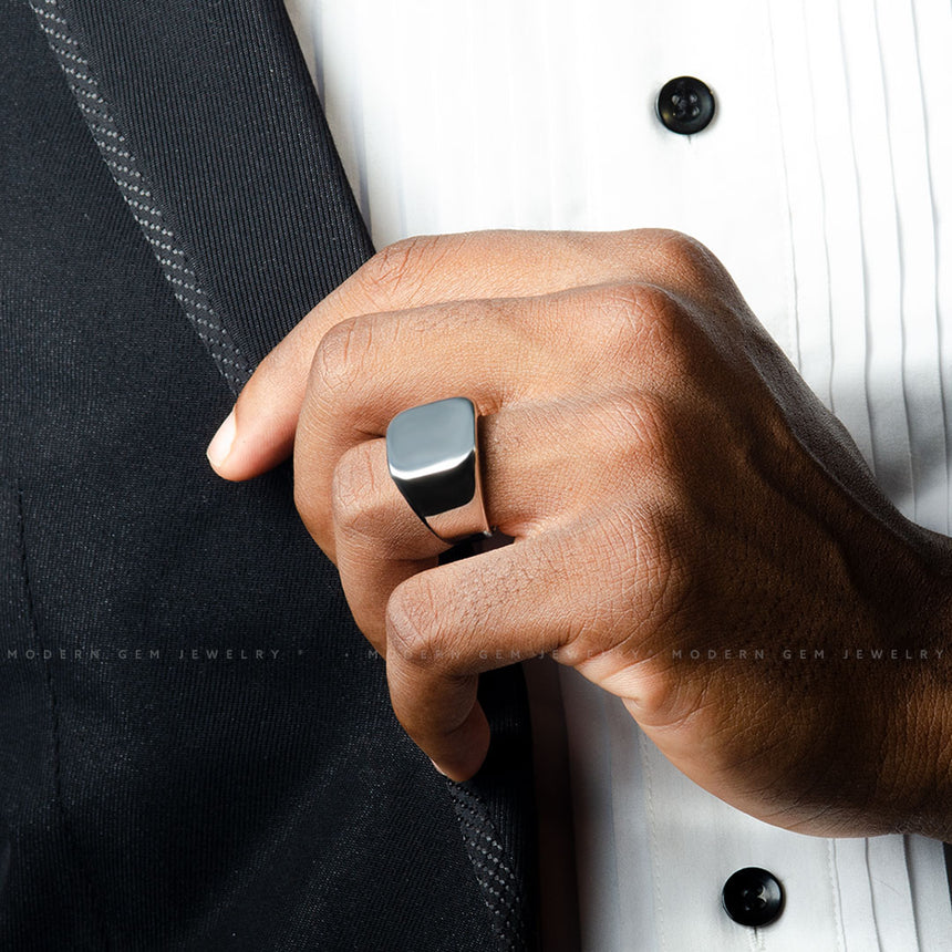 White Gold Mens Wedding Band | Custom Men Jewelry | Modern Gem Jewelry | Saratti