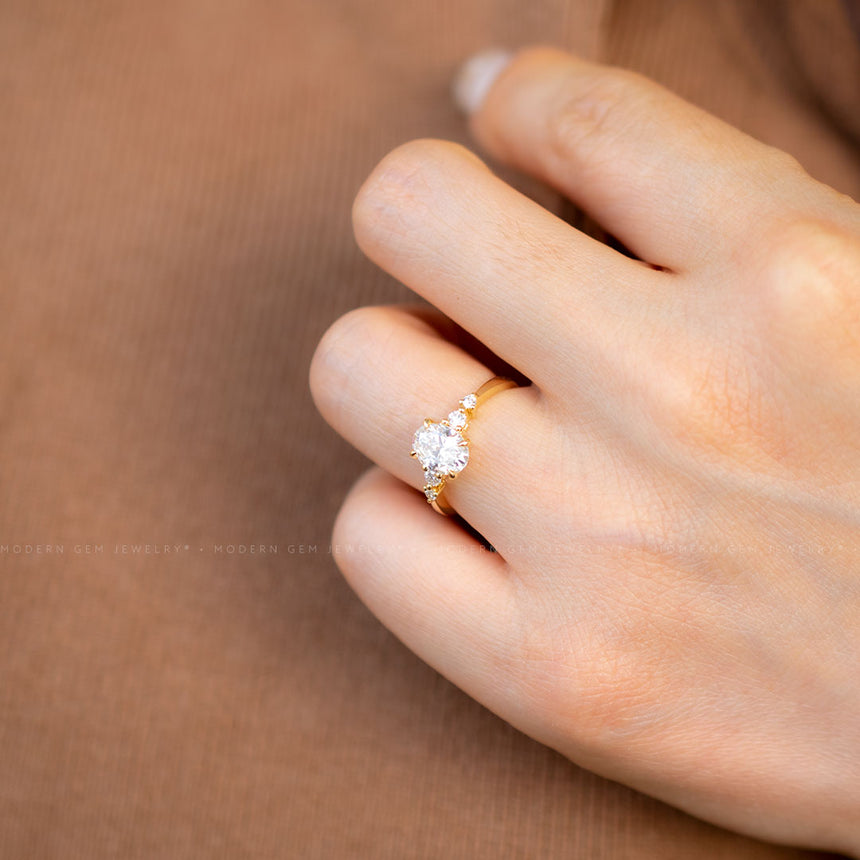 Oval Moissanite Yellow Gold Engagement Ring