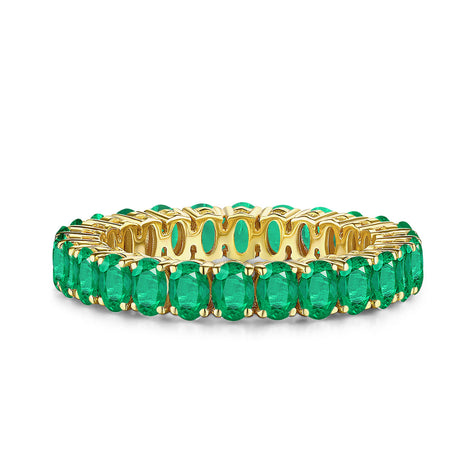 Emerald Infinity Ring in 18K Yellow Gold | Custom Made By Modern Gem Jewelry | Saratti