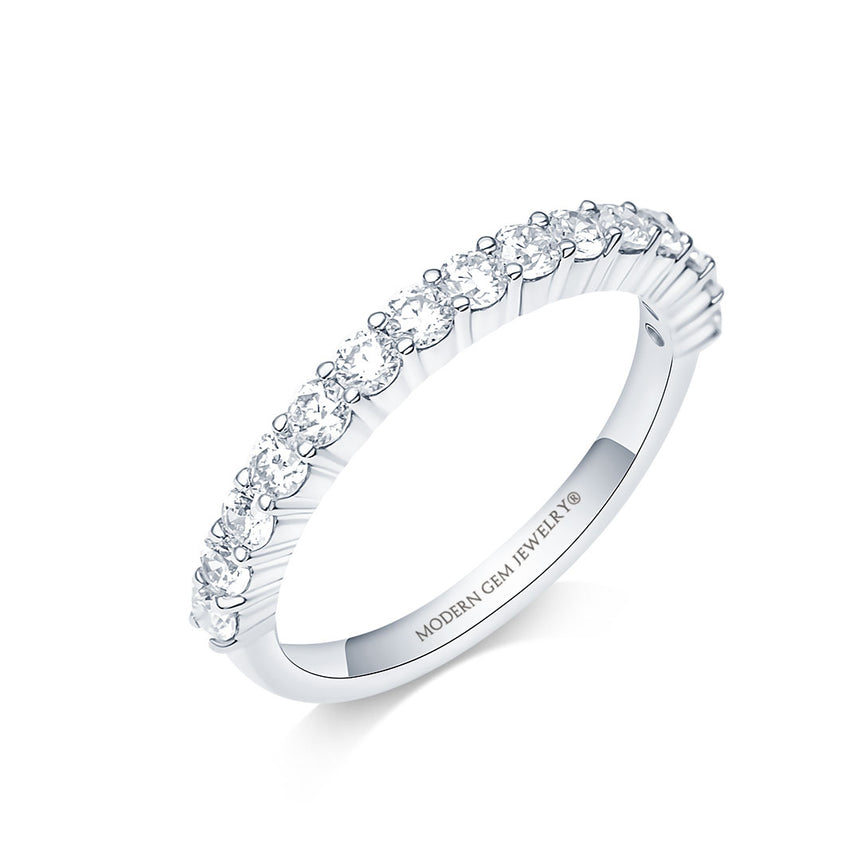 Pave Set Round Diamond Eternity Band in White Gold | Custom Made | Modern Gem Jewelry | Saratti