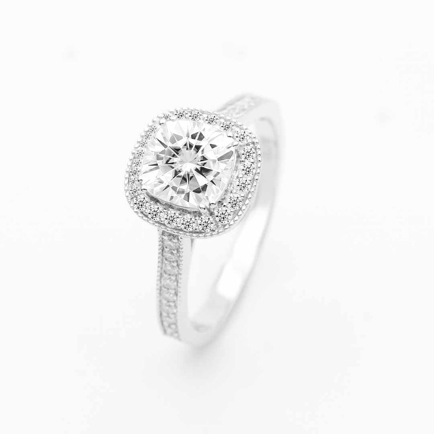 Cushion Cut Moissanite Promise/Engagement Ring