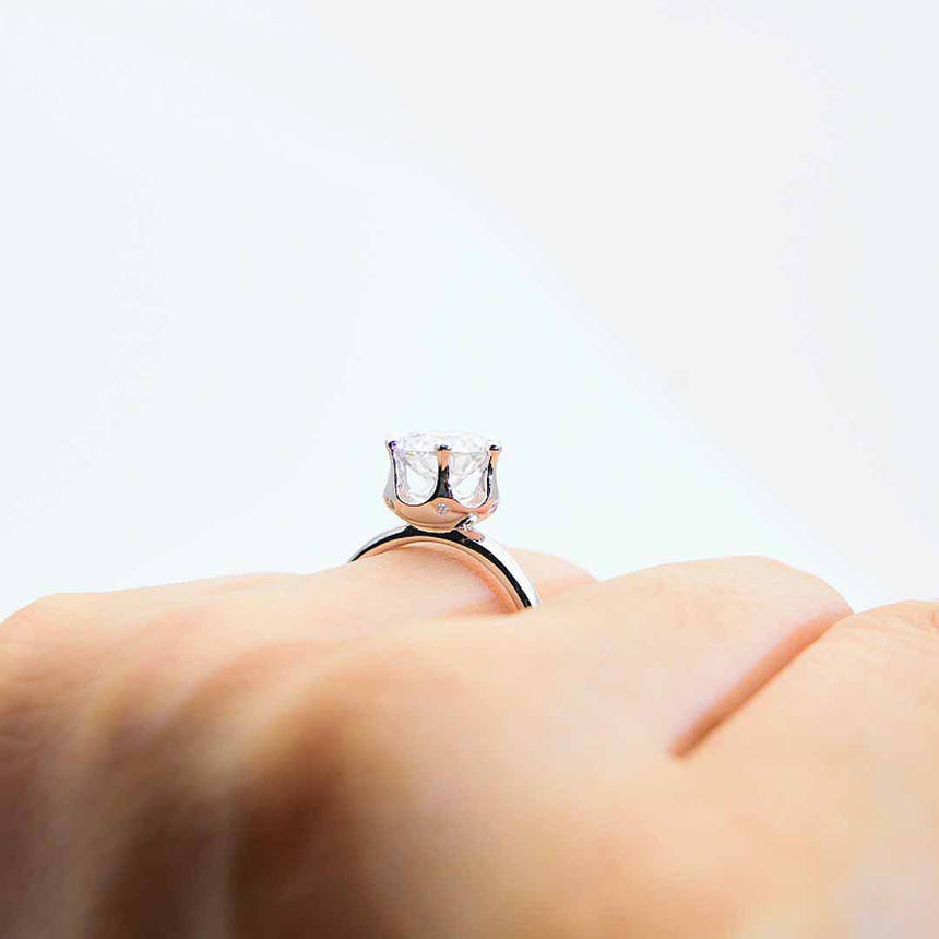 Crown Prong Moissanite Solitaire Ring