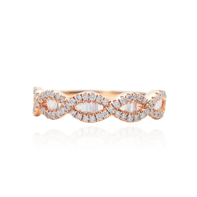 Rose Gold Eternity Band with Baguette Diamonds | Modern Gem Jewelry | Saratti