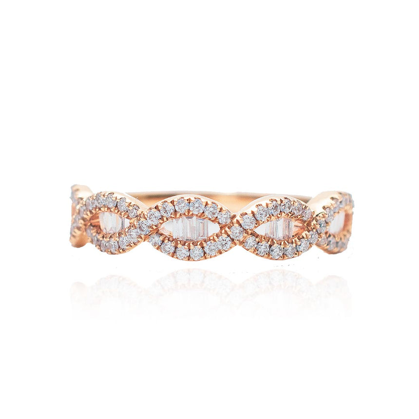 Rose Gold Eternity Band with Baguette Diamonds | Modern Gem Jewelry | Saratti