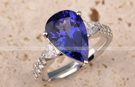 Vintage Classic Three Stone Pear Cut Tanzanite Ring Unveiling the Mystique: Tanzanite, December's Mesmerizing Birthstone! | Saratti