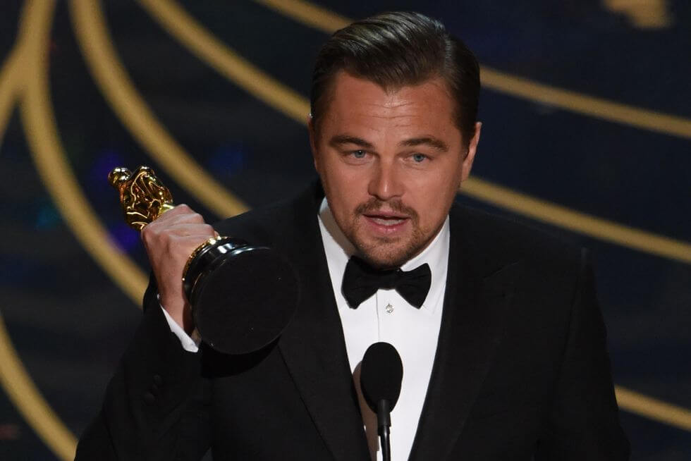 Leonardo DiCaprio Acceptance Speech -Hollywood Celebrities Embrace Lab Diamond Jewelry - Redefining Glamour and Responsibility - Saratti 