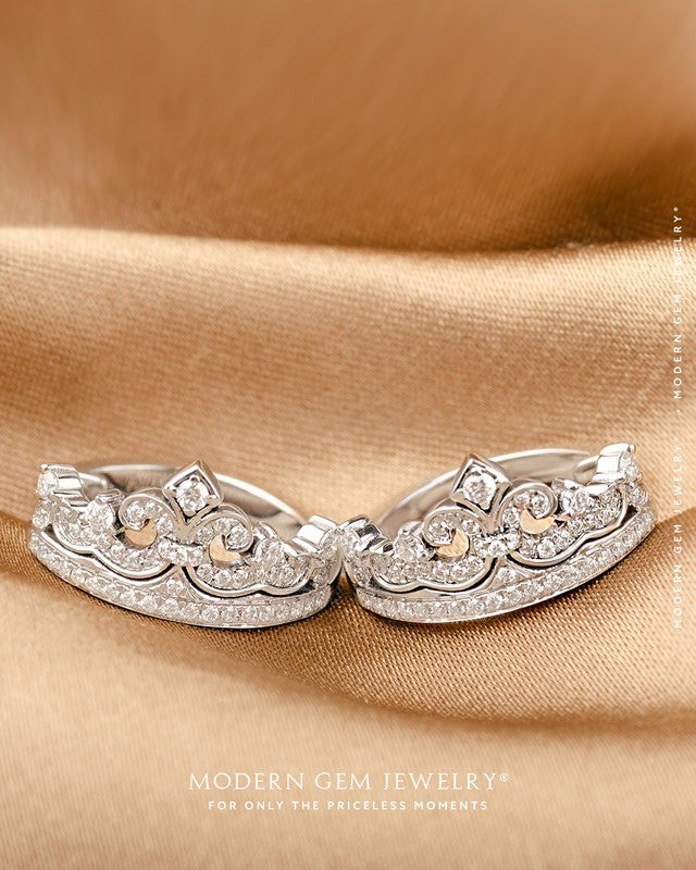 Tiara-Inspired Diamonds Hoop Earrings | Modern Gem Jewelry
