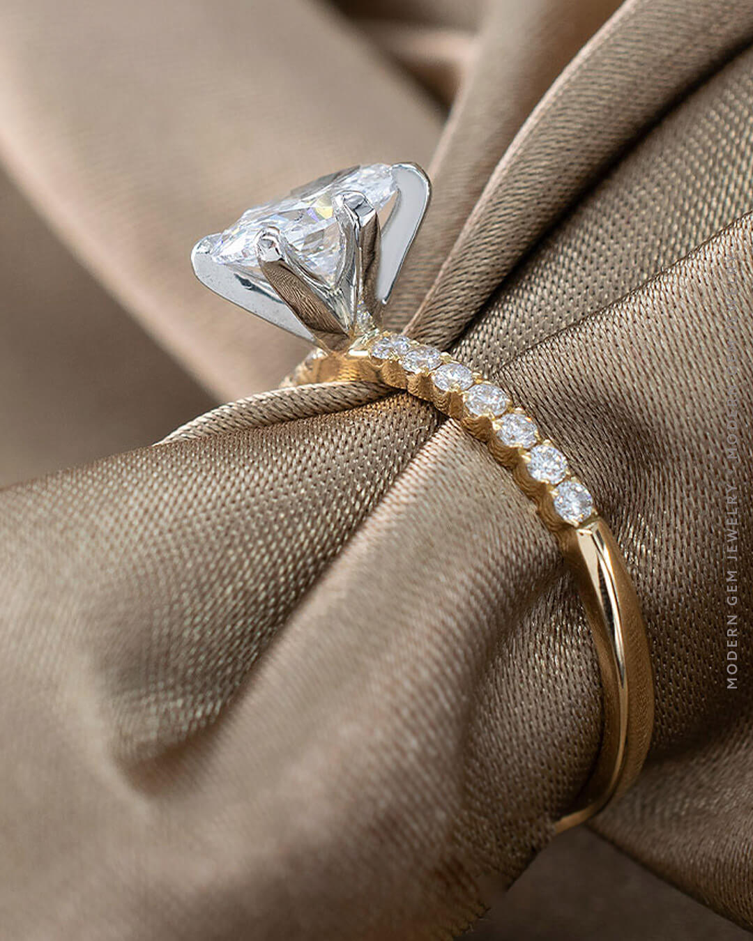 Non-traditional Engagement Rings | Oval Diamond Platinum and Gold Engagement Ring | Modern Gem Jewelry