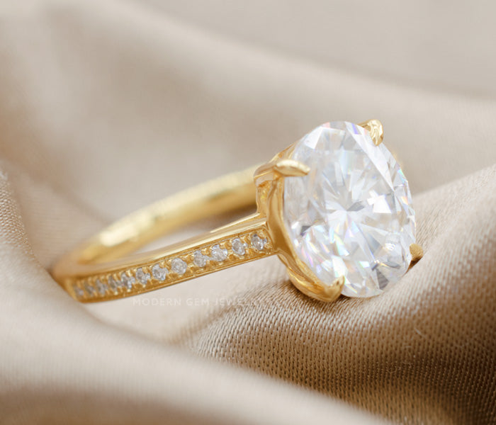 Pave Oval Yellow Diamond Engagement Ring - Benefits of buying a natural diamond engagement ring - Modern Gem Jewelry