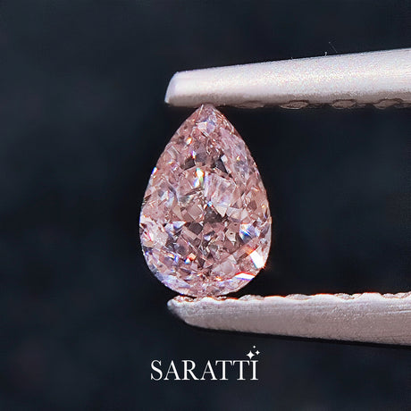 0.25 carat Natural Fancy Light Orangy Pink diamond pear modified brilliant loose gemstone | SARATTI