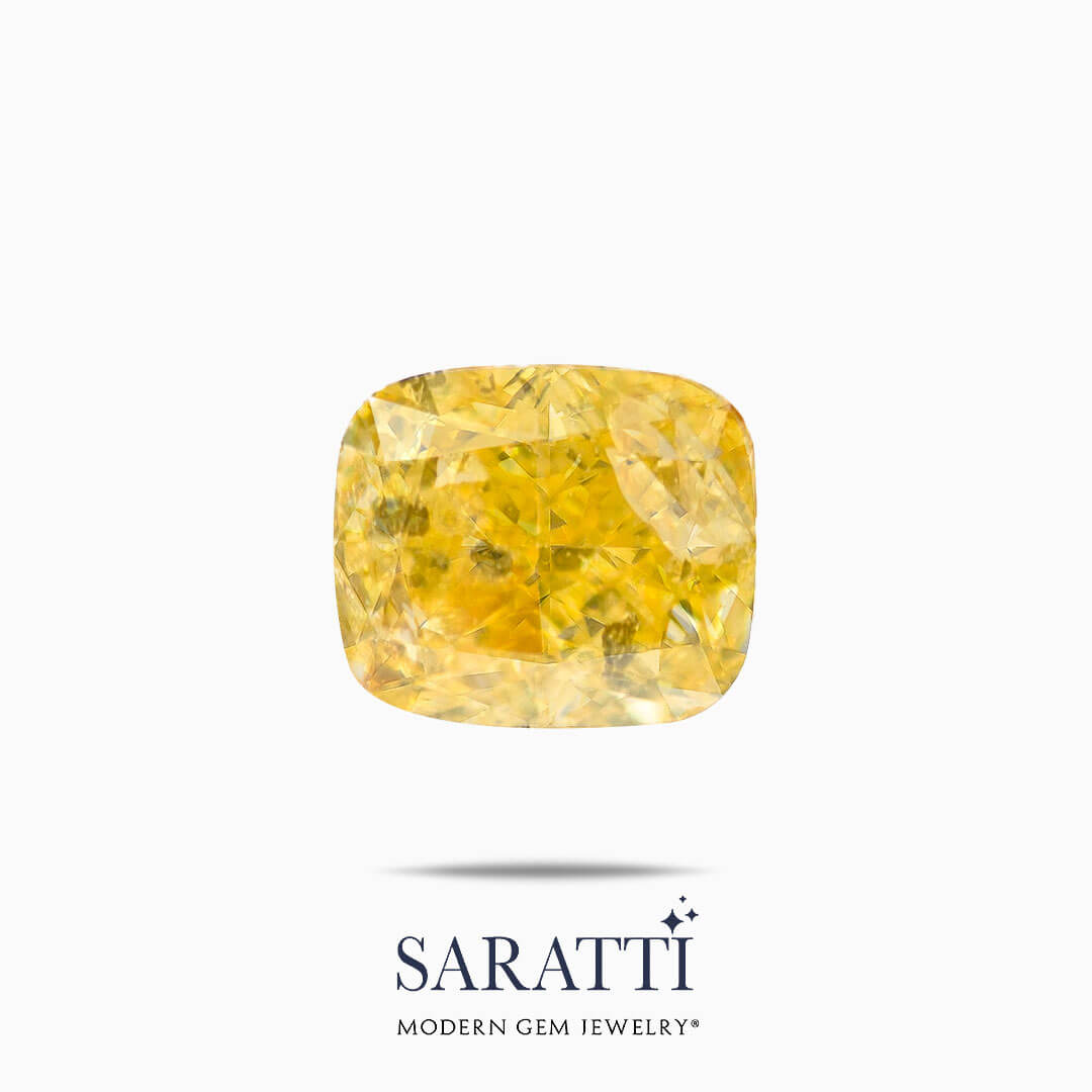 0.3 Carat Natural Cushion Cut Diamond in Yellow | Modern Gem Jewelry | Saratti