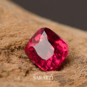 Vibrant Pinkish Red Spinel - 0.33 Carat Cushion Gem | Modern Gem Jewelry | Saratti