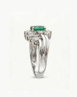 0.50 carat natural emerald statement ring with diamond accents in platinum | SARATTI