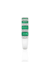 0.5 carat natural emerald band with round diamonds in 18K White Gold | SARATTI