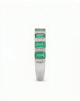 0.5 carat natural emerald band with round diamonds in Platinum | SARATTI