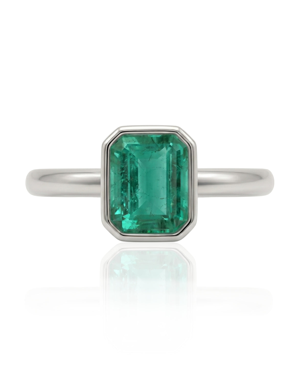 0.5 carat natural emerald ring in 18K White Gold | SARATTI