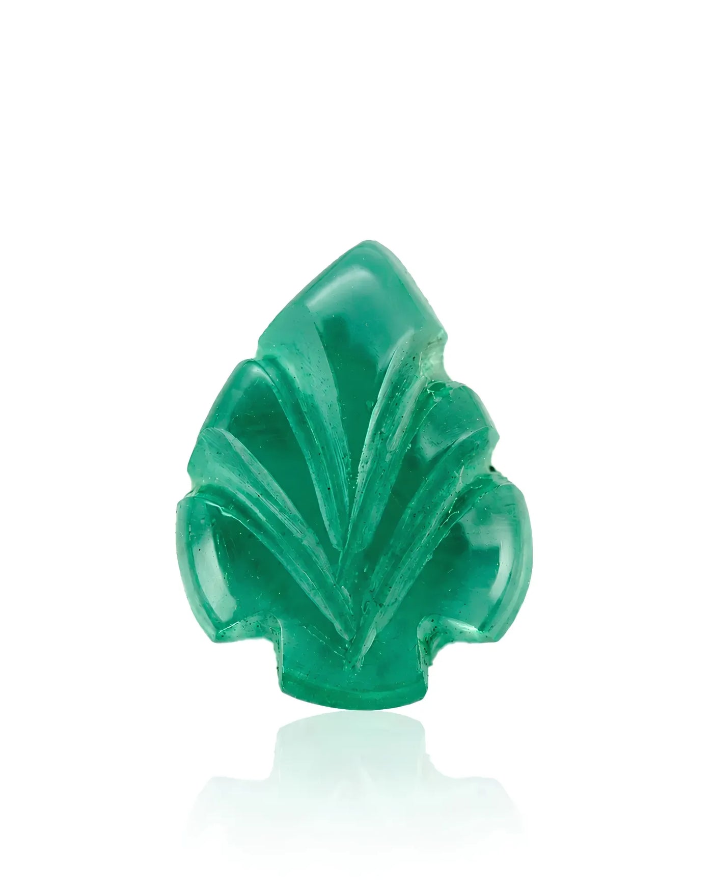 0.69 carats Green Natural Emerald | Carved Leaf