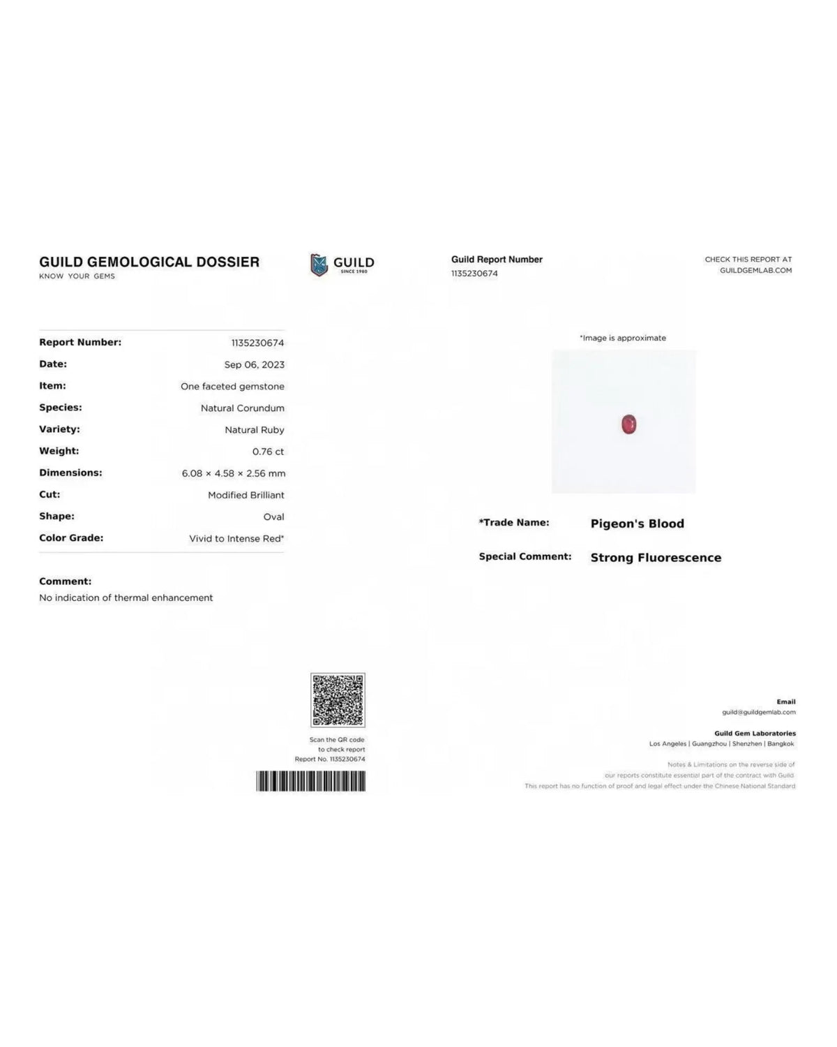 0.76 CTS Unheated Natural Pigeon's Blood Ruby Oval | SARATTI