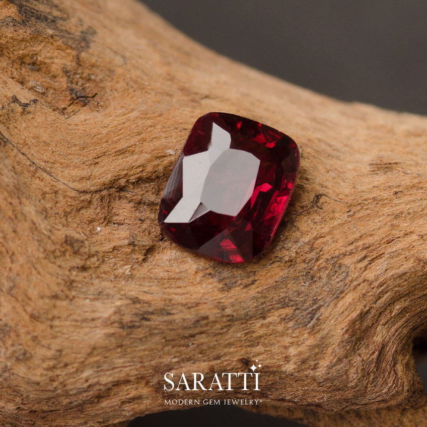 Fiery Red Cushion Spinel Gem - 0.81 Carat | Modern Gem Jewelry | Saratti