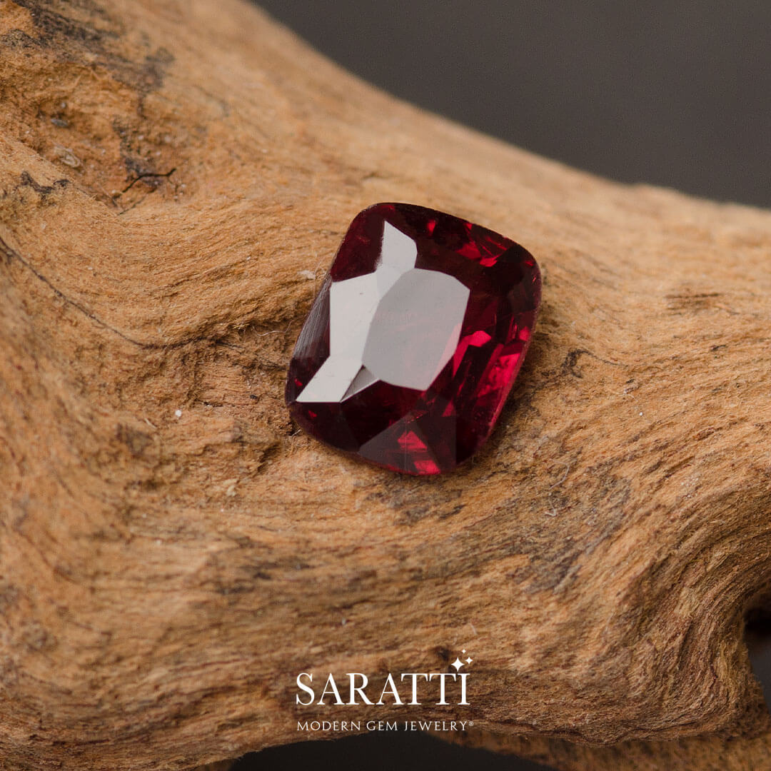 Fiery Red Cushion Spinel Gem - 0.81 Carat | Modern Gem Jewelry | Saratti