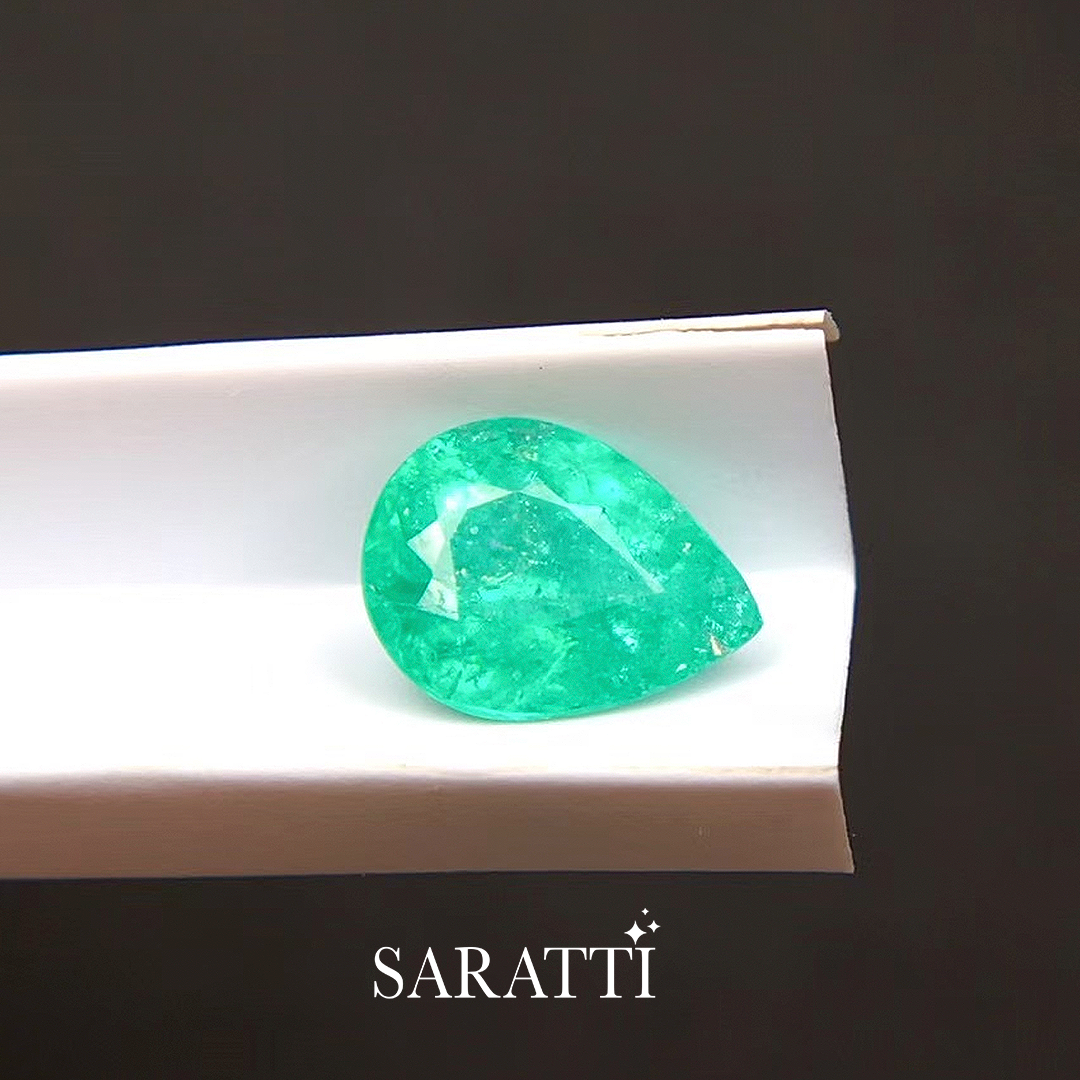 0.84ct pear Paraiba Tourmaline loose gemstone in neon green from Brazil