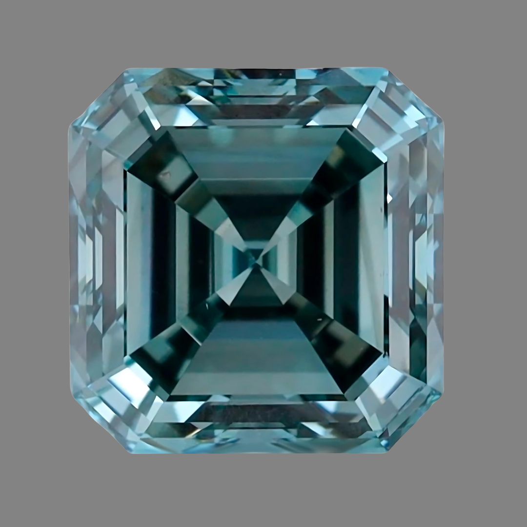 0.82 cts Square Cut Fancy Intense Blue Lab  Diamond | IGI Certified