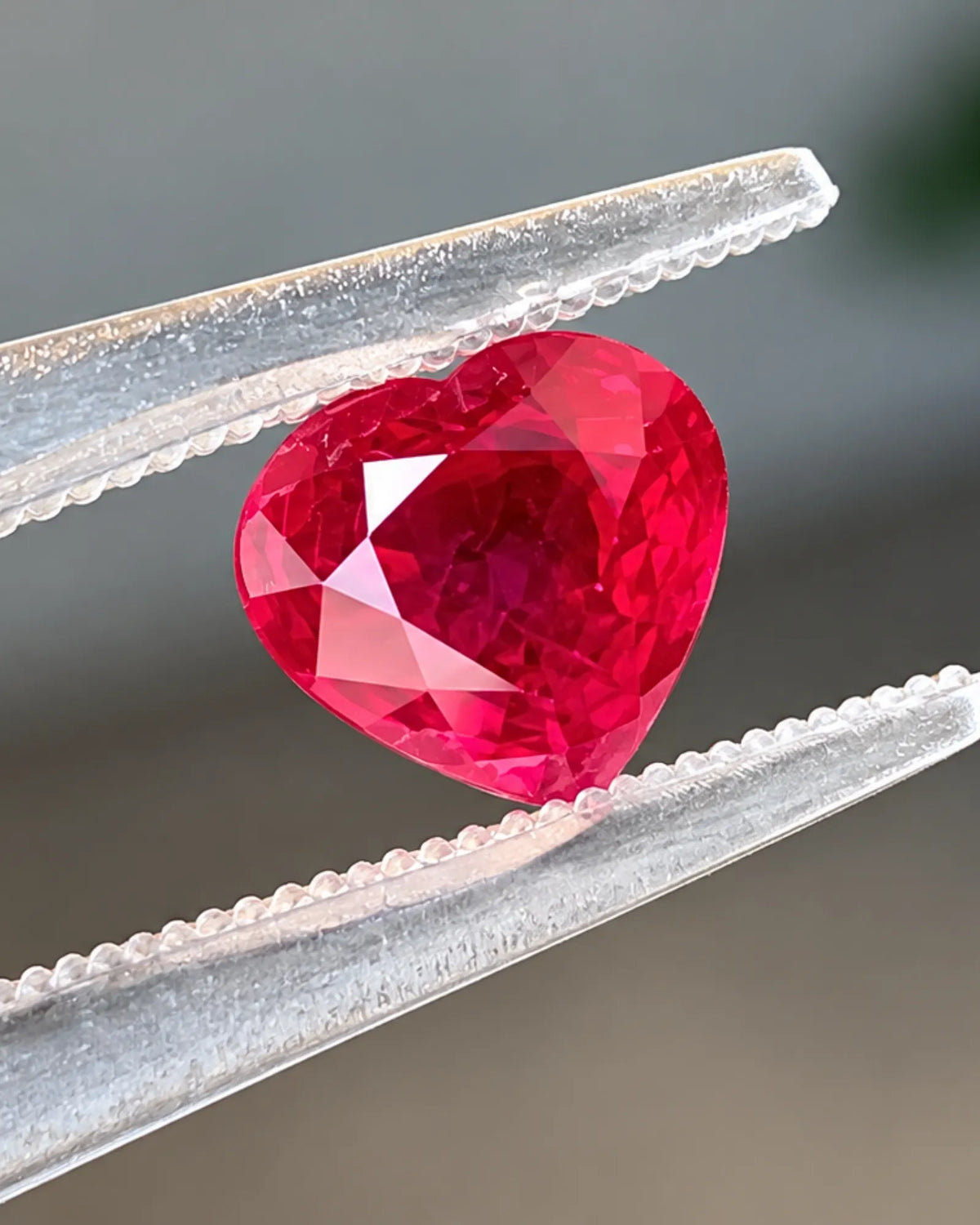 Natural 0.90 CTS Burmese Pigeon Blood Red Ruby heart gemstone shown from an alternate angle | SARATTI