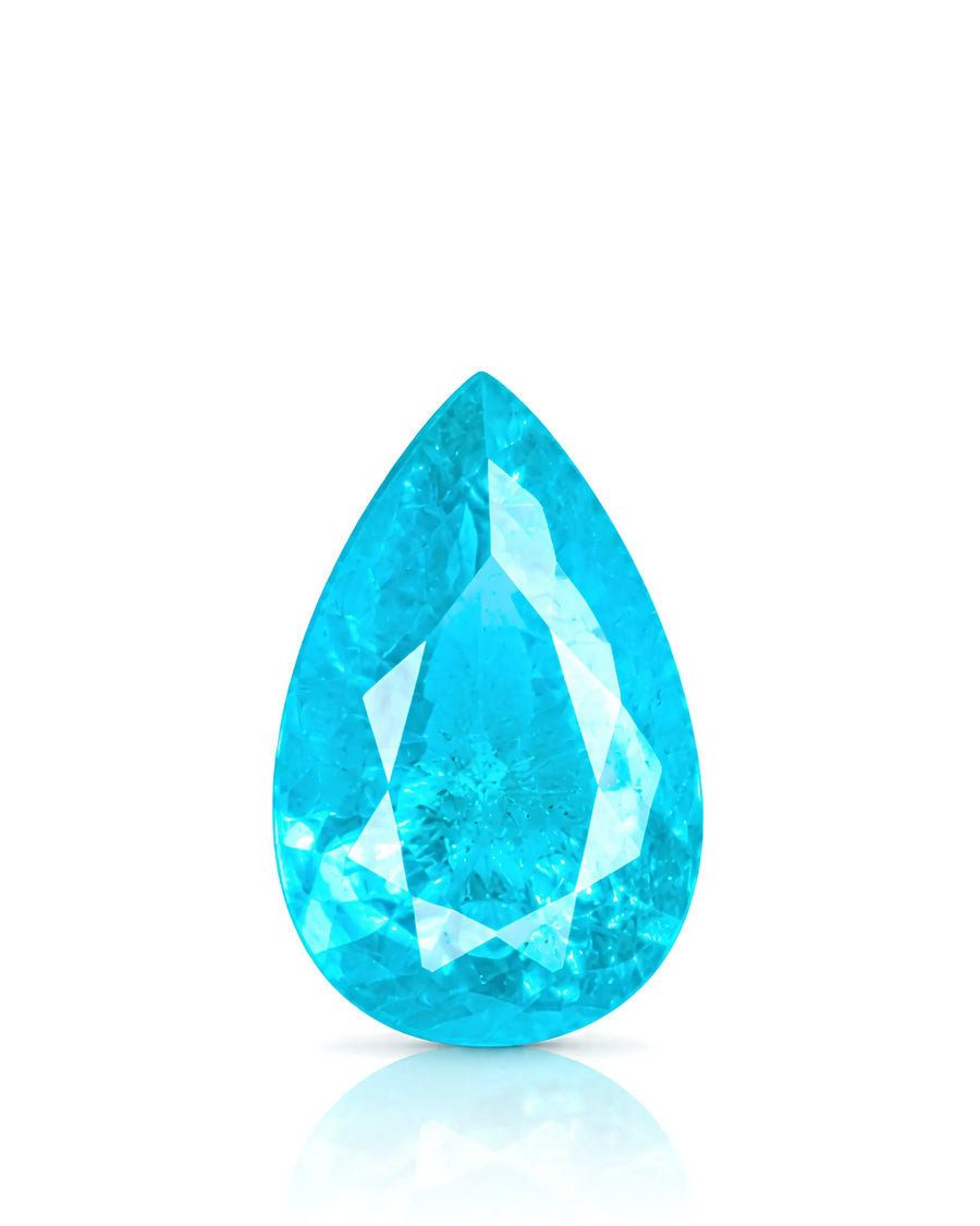 0.91 carat Natural Brazilian Paraiba Tourmaline pear main view | SARATTI