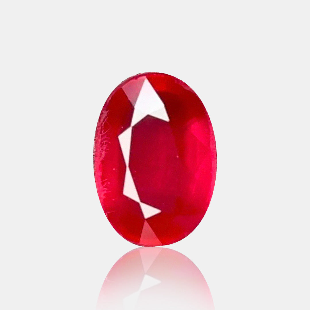 0.99 carats Natural Ruby Gemstone | Oval – 6.54 × 4.53 × 3.06 mm