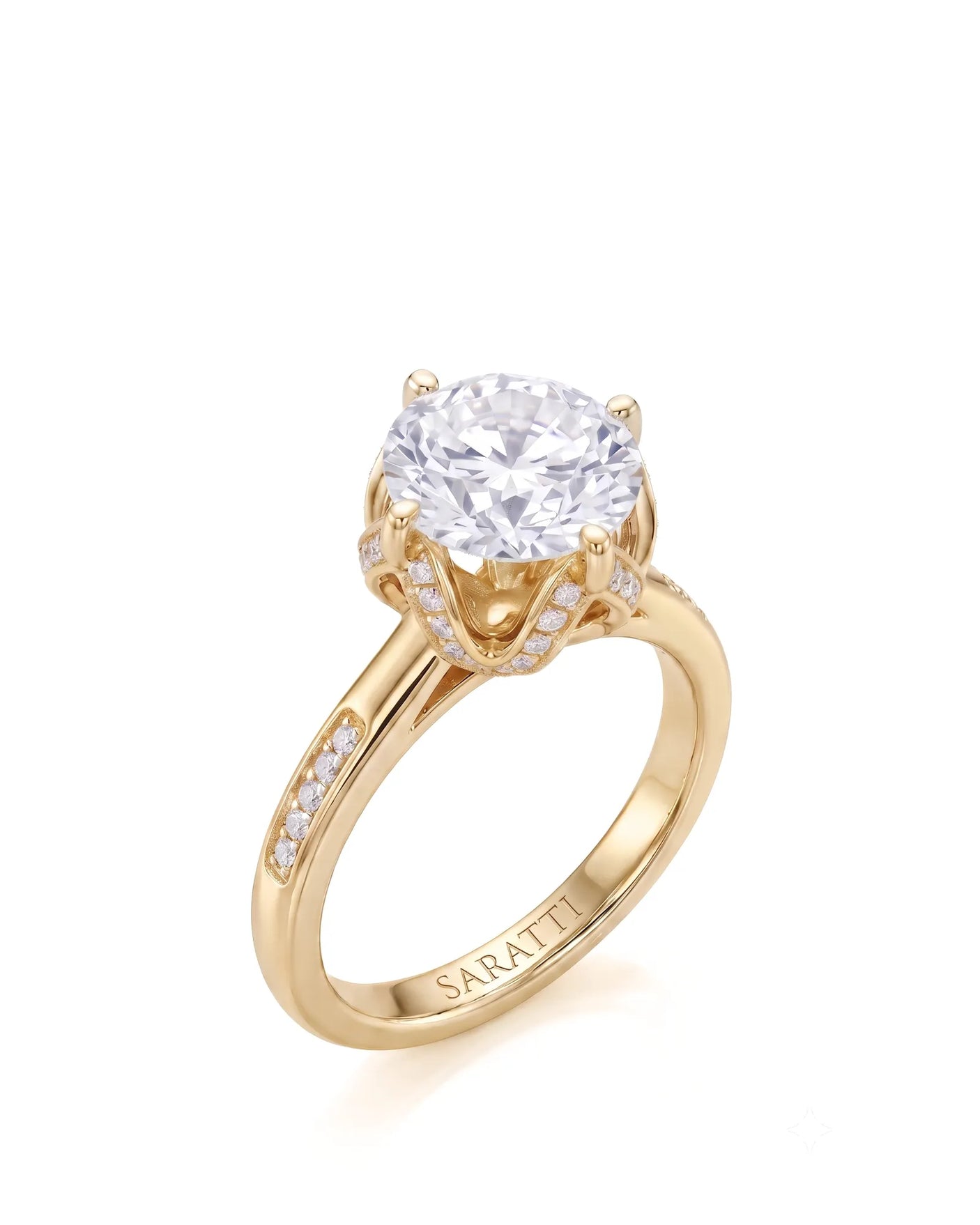 Elina • Round Moissanite Engagement Ring in White Gold