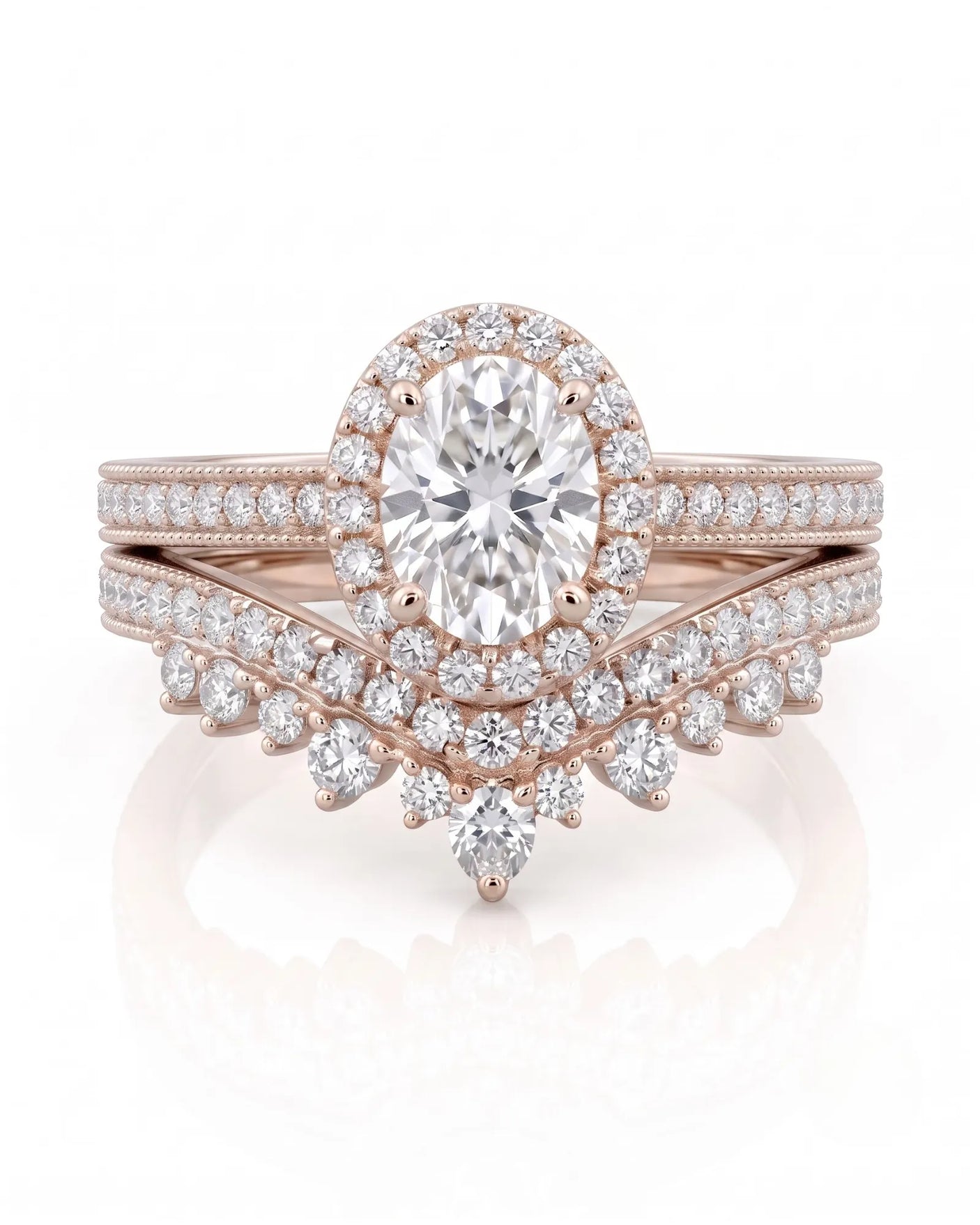 Oval Moissanite Engagement Ring in White Gold